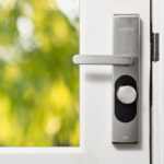A handle and lock on a door