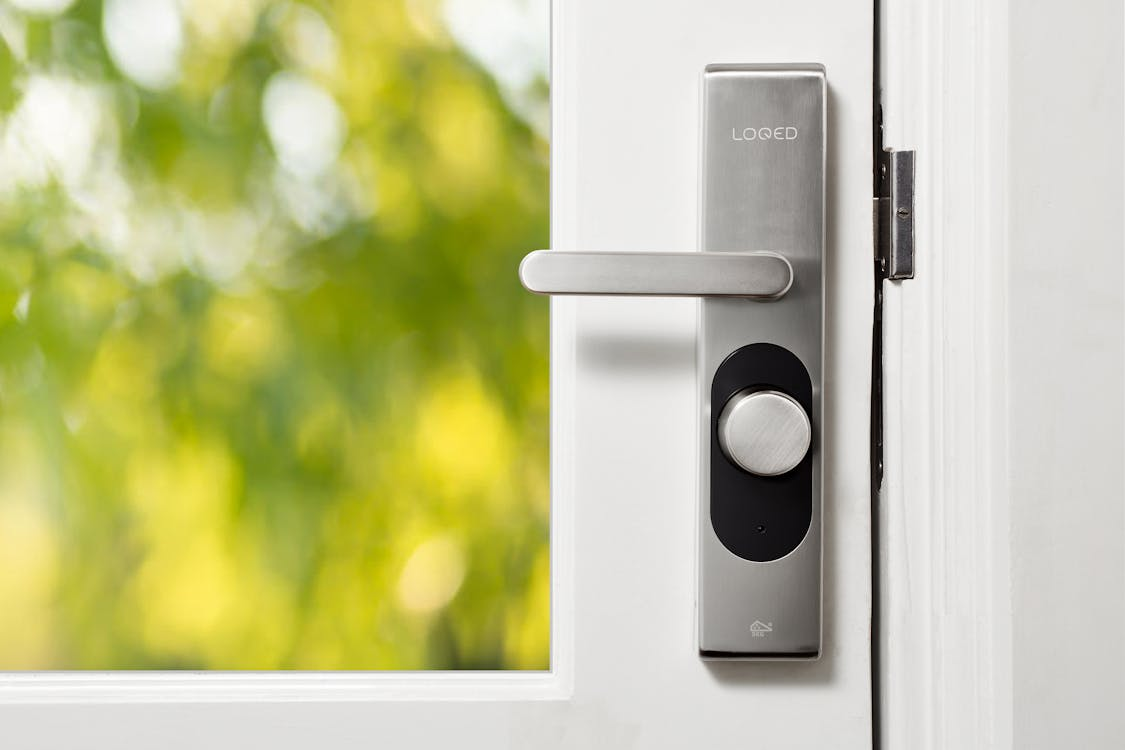A handle and lock on a door